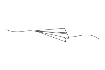 Minimalist paper plane outline in one line style
