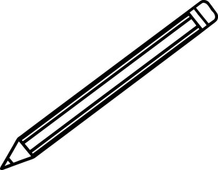 Pencil Stationery Icon Silhouette Line Art Vector
