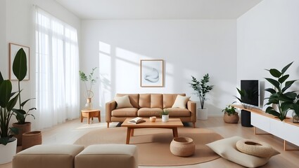 Fototapeta premium Scandinavian Minimalist Living Room Interior Design