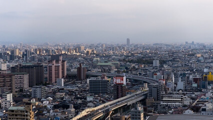 Obraz premium Tsūtenkaku and Osaka Skyline 