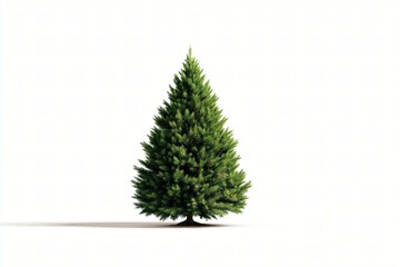 Solitary Evergreen Spruce: Vibrant Green Foliage Silhouetted in Winter's Botanical Beauty