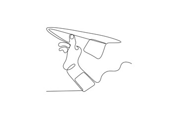 Minimalist paper plane outline in one line style
