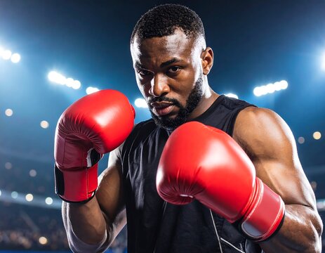 Determined boxer in the ring - Powered by Adobe