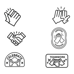 handshake, high five, teamwork, celebration, applause, corporate teamwork culture.