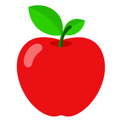 Fototapeta premium Vibrant red apple illustration with a stem and leaf