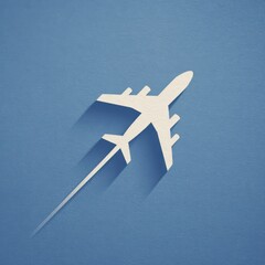 White Airplane Silhouette on Textured Blue Background
