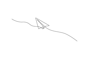 Minimalist paper plane outline in one line style
