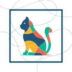 abstract image with colorful cat shape for wall decoration vector illustration
