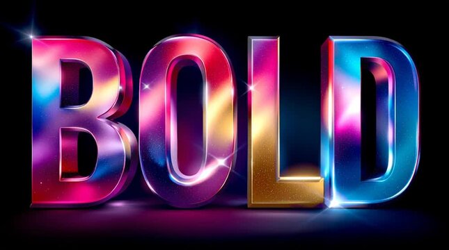 Vibrant bold text shifting colors: dynamic spectrum animation on black background