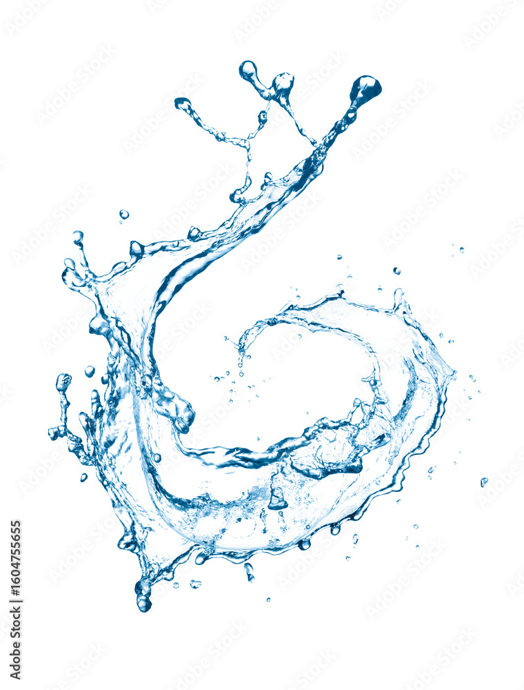 Poster dynamic swirling abstract water splash with iridescent blue and green highlights creating a mesmeriz