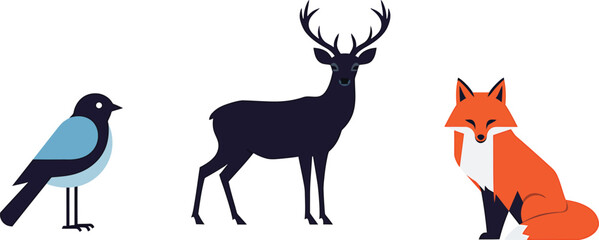 Animal Silhouette Emblem Set