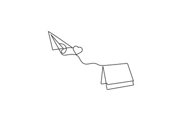 Minimalist paper plane outline in one line style
