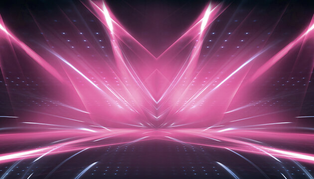 Abstract bright neon background scene with rays, spotlights, multi-colored background.