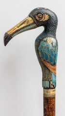 Ornate bird walking stick handle