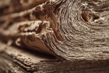 Close-up of aged, rolled paper