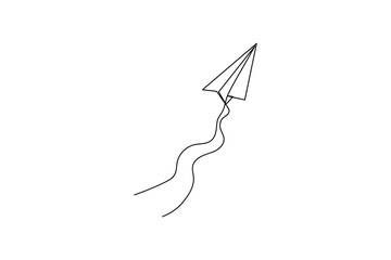 Minimalist paper plane outline in one line style
