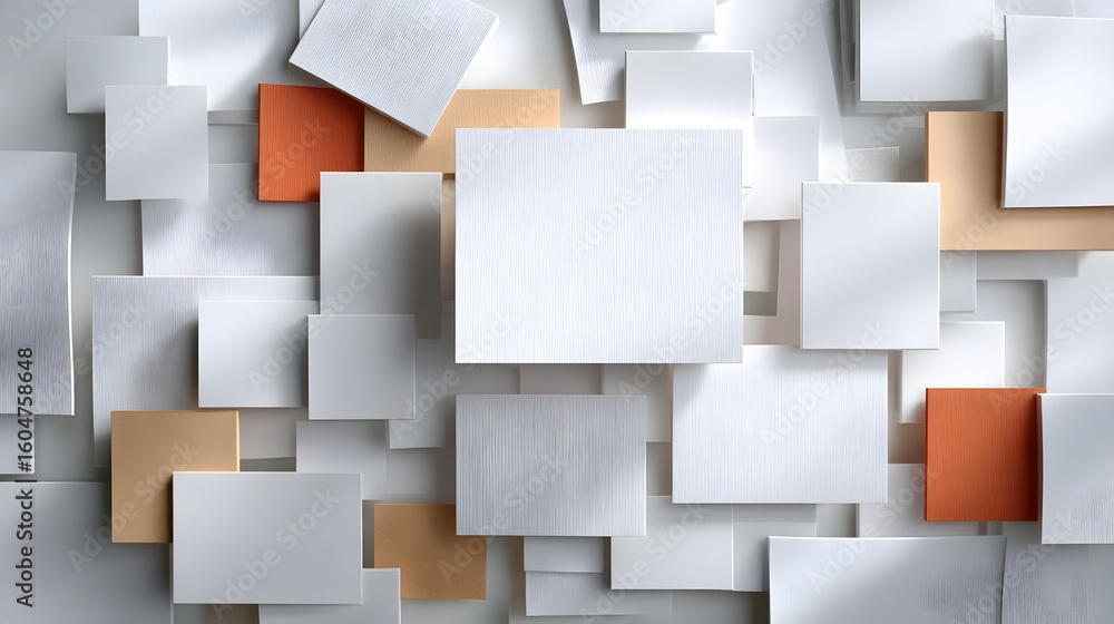 Poster abstract design composed of layered squares in varying colors.