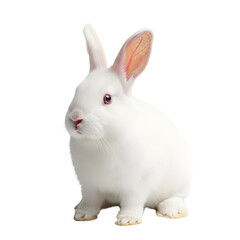 Obraz premium Adorable White Rabbit Portrait Against White Background.