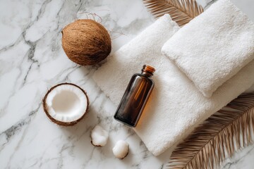 Coconut spa items on marble