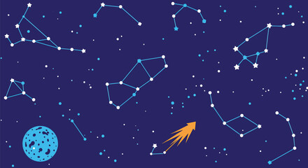 Simple Celestial Constellation Vector Designs