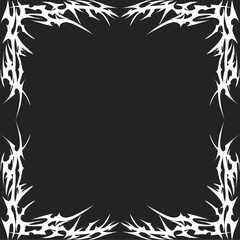 Neo Tribal Frame Collection. Y2K Tattoo Borders. Vector Acid Gothic Rectangle Shapes in 2000s Cyberpunk Style for Posters, T-Shirt Prints, Stickers.