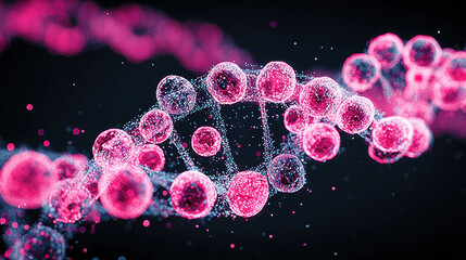 DNA, Floating DNA structure surrounded by chemical bonds in a scientific illustration.