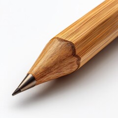 Close Up of Sharpened Wooden Pencil on White Background