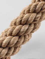 Close Up of Tan Textured Rope Against Neutral Background