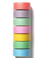 Colorful Glitter Washi Tapes Stacked on White Background
