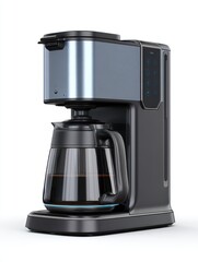 Modern Black and Blue Coffee Maker with Glass Carafe