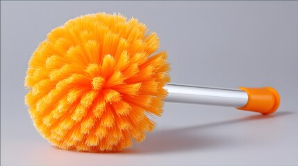 Orange cleaning brush with a metal handle.