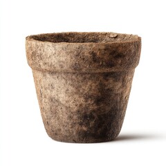 Rustic Terracotta Flower Pot on White Background