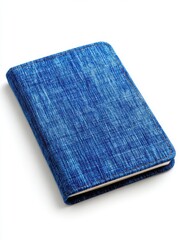 Small Blue Textured Notebook on White Background