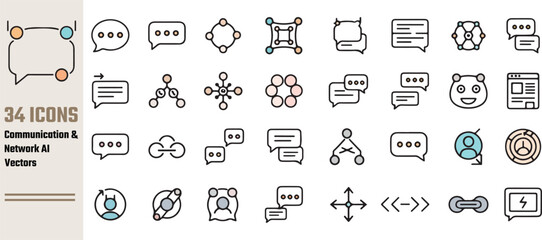 Collection of hand drawn communication icons featuring speech bubbles chat boxes and conversation symbols for digital design and messaging