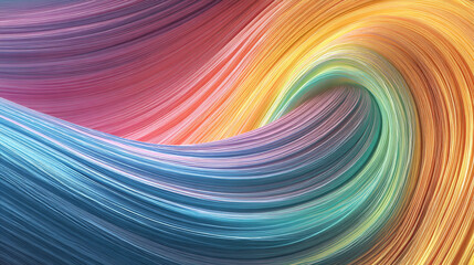 Abstract swirl of rainbow colored strands creating a smooth flowing and vibrant visual texture art