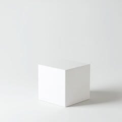Naklejka premium White cube mockup on neutral background - perfect for product display, packaging design, branding presentations and minimalist design concepts
