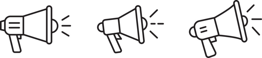 Megaphone Outline Icon – Loudspeaker Vector Symbol for Marketing, Announcement, Protest, Public Speaking, and Communication Concepts in Minimal Line Style