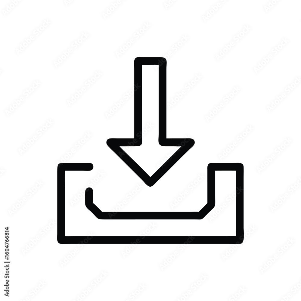 Poster vector art of icon of a box with an arrow pointing down into it