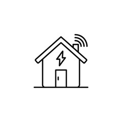 Smart home icon with lightning bolt and wifi signal isolated on white background