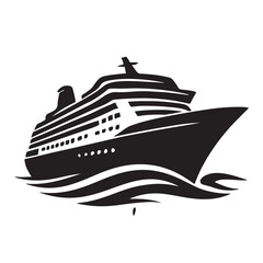 Obraz premium Yacht and cruise ship vector isolated on white background for marine travel and vacation vector silhouette 