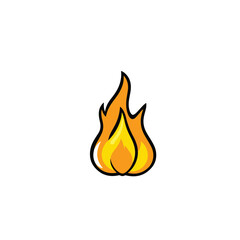 Vector art of cartoon flame burning brightly with yellow and orange on white background