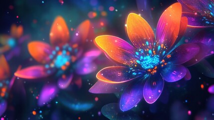 Vibrant glowing flowers
