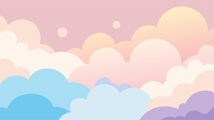 Pastel Rainbow Cloudscape: Dreamy Sky Background Illustration