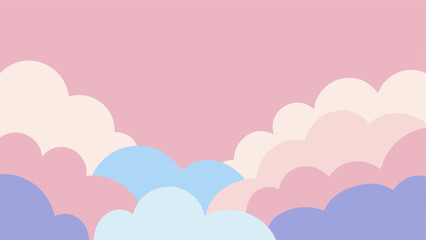 Pastel Pink and Blue Sky Cloud Background Illustration