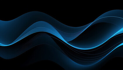 Abstract Blue Wave Pattern on Black Background for Technology and Digital Design