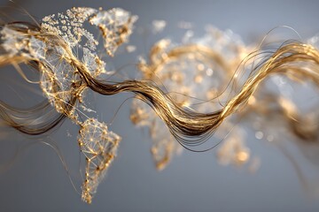 Global network connections flow like golden threads across a stylized world map