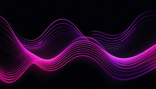 Abstract Pink Waveform on Black Background Futuristic Digital Design - Powered by Adobe