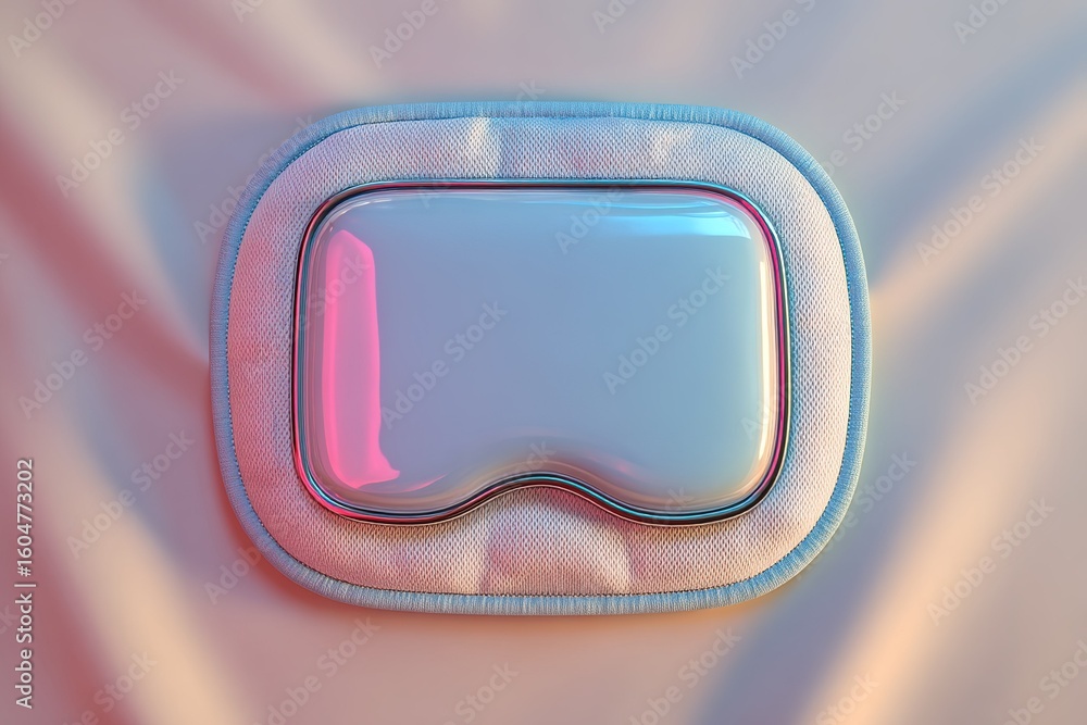Poster relaxing sleep mask designed for comfort and style on a soft background with colorful lighting