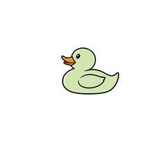 Vector art of a light green rubber ducky with an orange beak on a white background