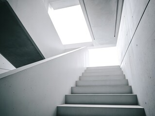 Fototapeta premium Staircase Ascending Concrete walls, Natural light